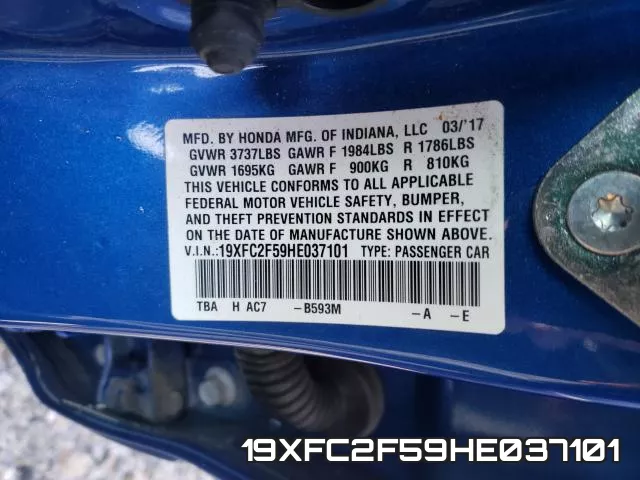 19XFC2F59HE037101 фото 2