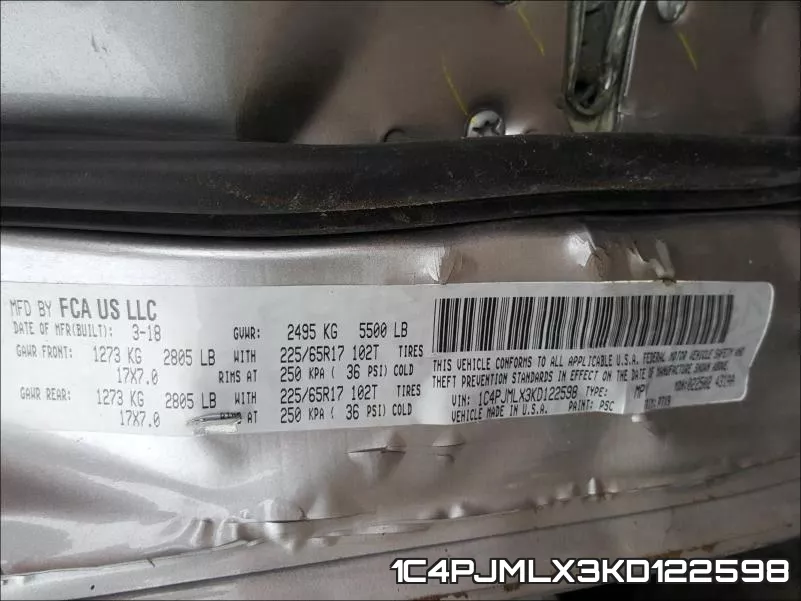 1C4PJMLX3KD122598 фото 2