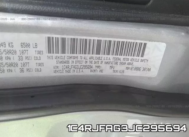 1C4RJFAG3JC295694 фото 9