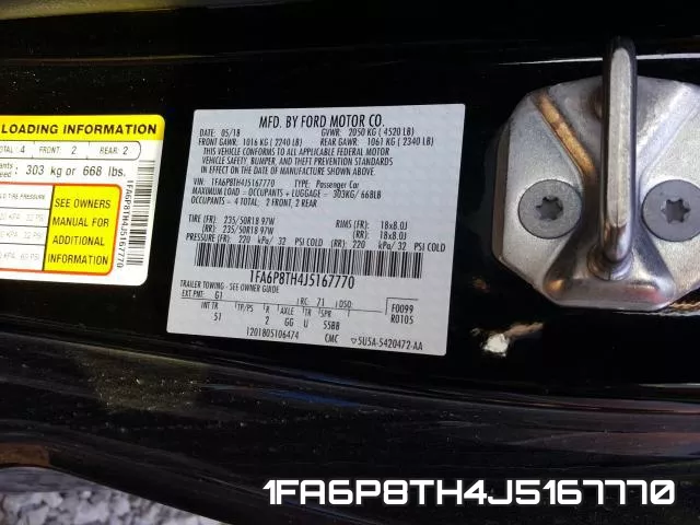 1FA6P8TH4J5167770 фото 2