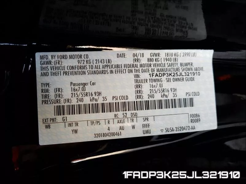 1FADP3K25JL321910 фото 2