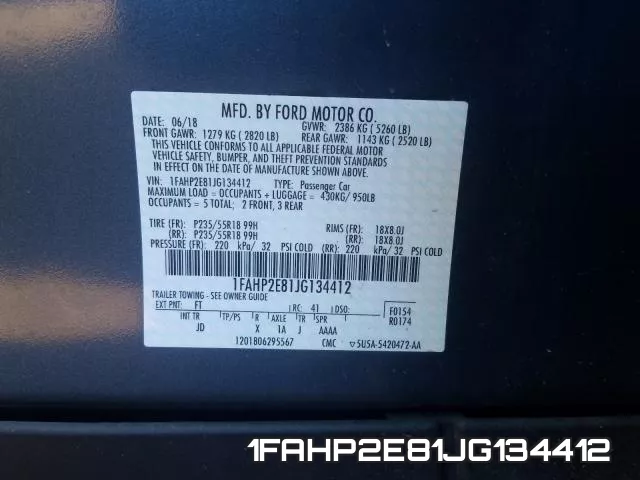 1FAHP2E81JG134412 фото 2