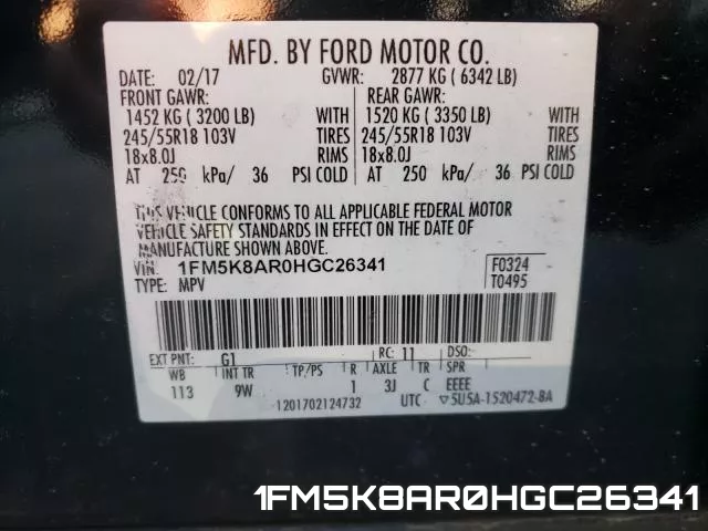 1FM5K8AR0HGC26341 фото 2