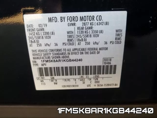1FM5K8AR1KGB44240 фото 2
