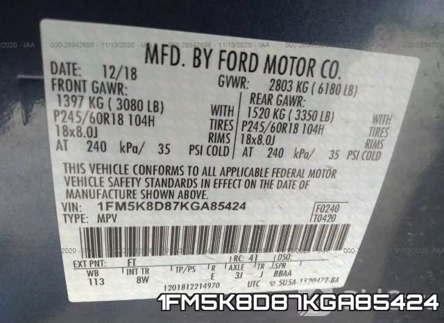 1FM5K8D87KGA85424 фото 6