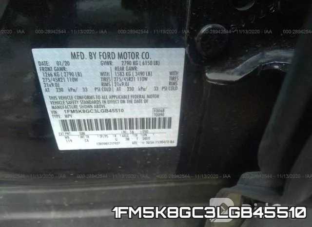 1FM5K8GC3LGB45510 фото 9