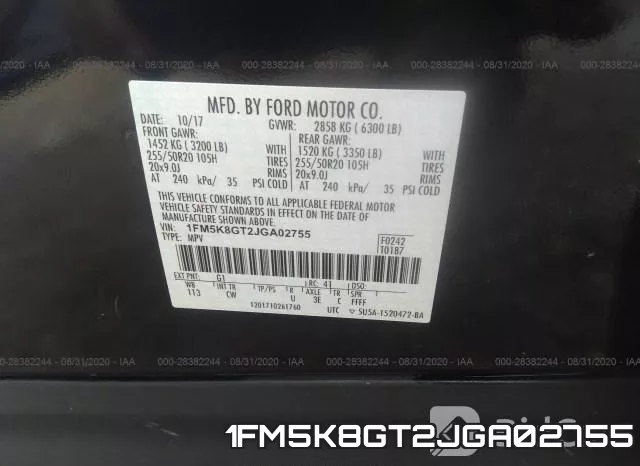 1FM5K8GT2JGA02755 фото 10