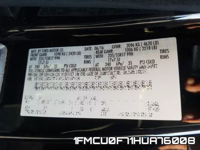 1FMCU0F71HUA76008 фото 2