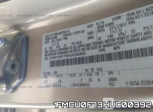 1FMCU0F73HUC00392 фото 10