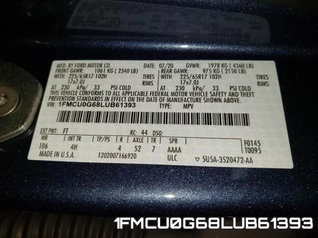1FMCU0G68LUB61393 фото 2