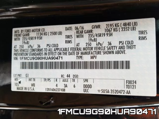 1FMCU9G90HUA90471 фото 2