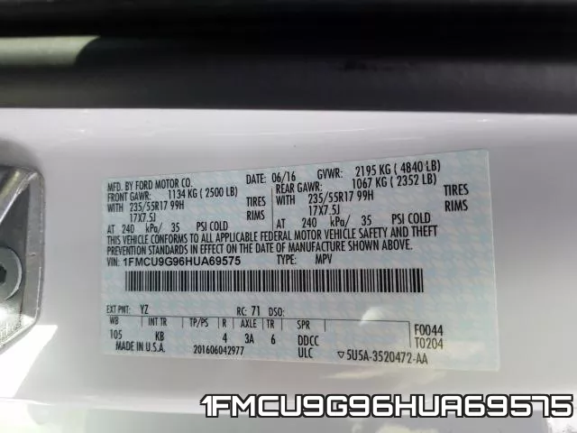 1FMCU9G96HUA69575 фото 2