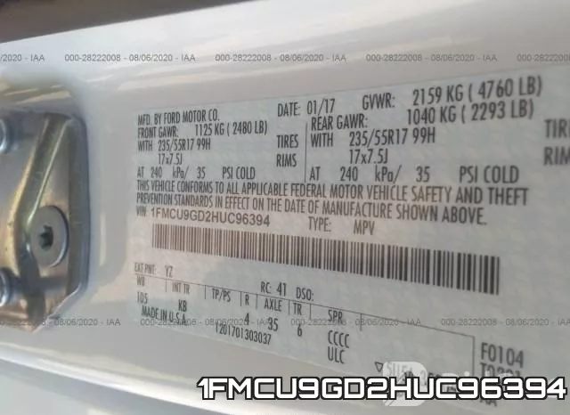 1FMCU9GD2HUC96394 фото 10