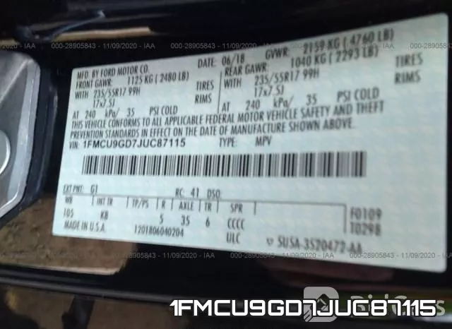 1FMCU9GD7JUC87115 фото 9