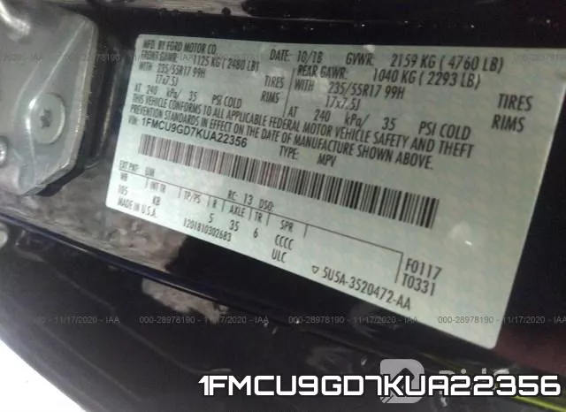 1FMCU9GD7KUA22356 фото 9