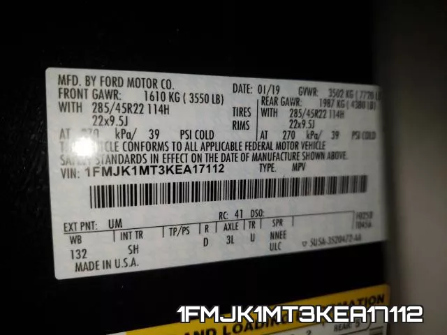 1FMJK1MT3KEA17112 фото 2