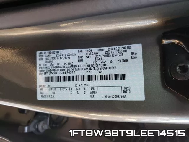 1FT8W3BT9LEE74515 фото 2