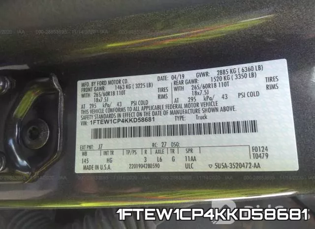 1FTEW1CP4KKD58681 фото 9
