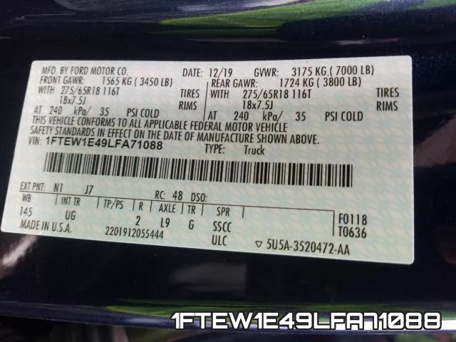 1FTEW1E49LFA71088 фото 2