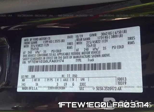 1FTEW1EG0LFA03174 фото 9