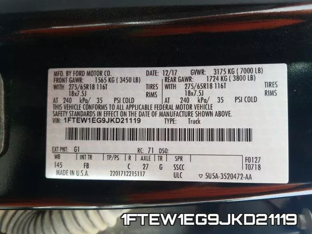 1FTEW1EG9JKD21119 фото 2