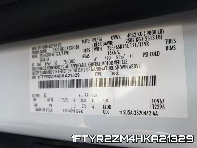 1FTYR2ZM4HKA21329 фото 2