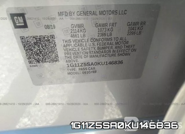 1G11Z5SA0KU146836 фото 7