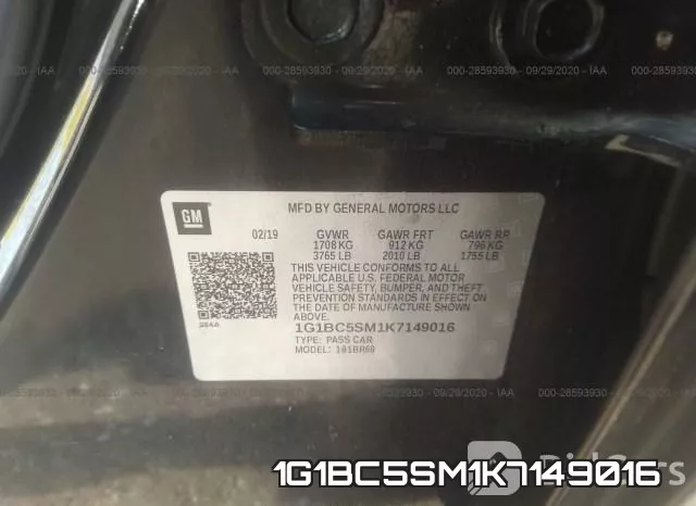 1G1BC5SM1K7149016 фото 9