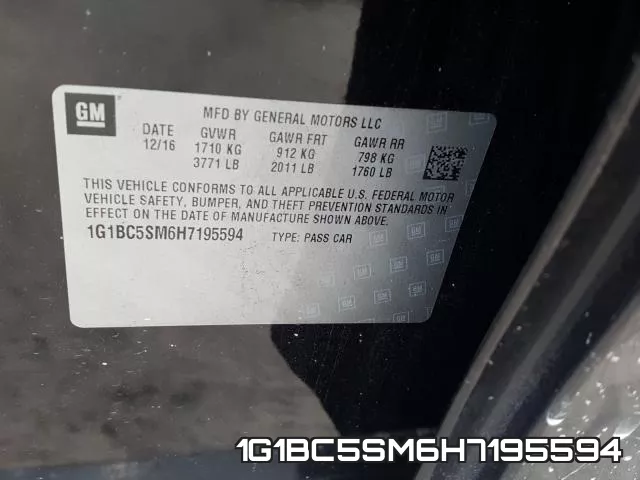 1G1BC5SM6H7195594 фото 2