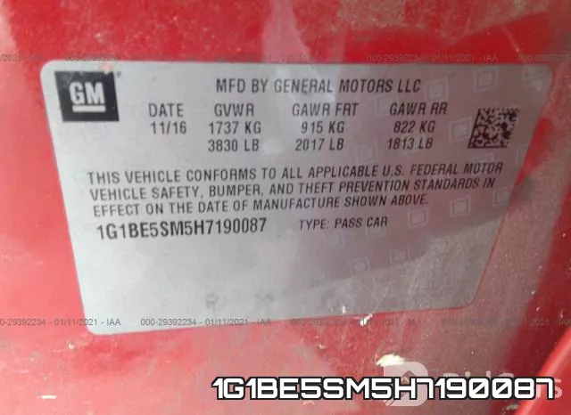 1G1BE5SM5H7190087 фото 10