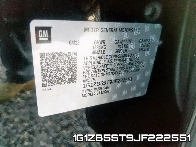 1G1ZB5ST9JF222551 фото 2