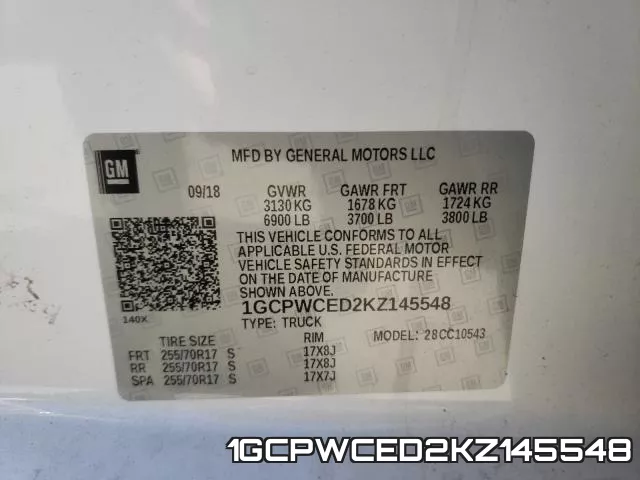1GCPWCED2KZ145548 фото 2