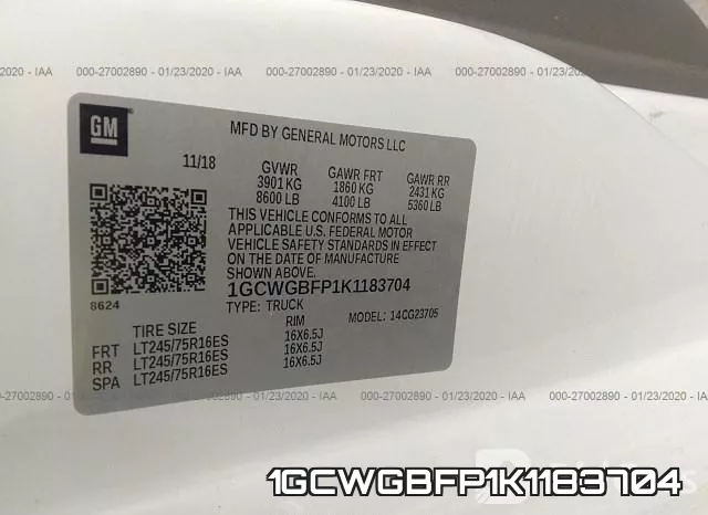 1GCWGBFP1K1183704 фото 10