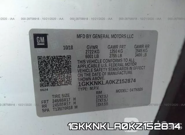 1GKKNKLA0KZ152874 фото 9