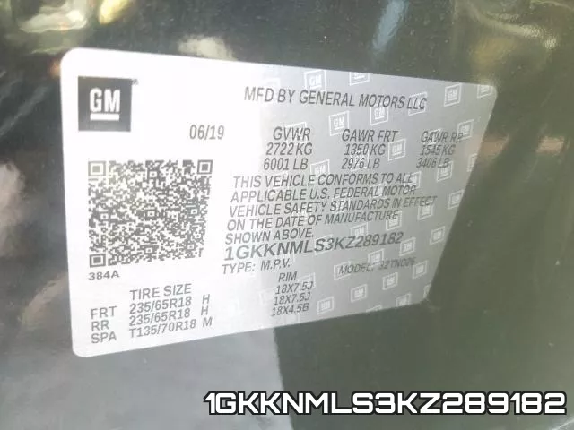 1GKKNMLS3KZ289182 фото 2
