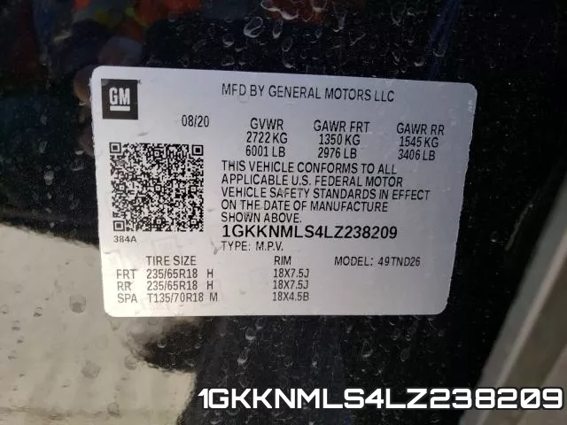 1GKKNMLS4LZ238209 фото 2