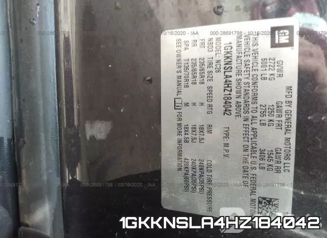 1GKKNSLA4HZ184042 фото 8