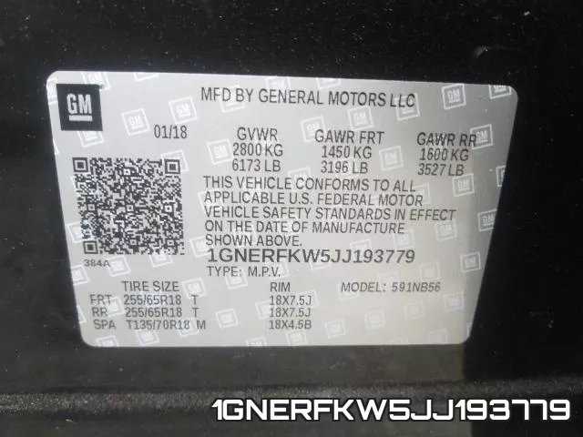 1GNERFKW5JJ193779 фото 2