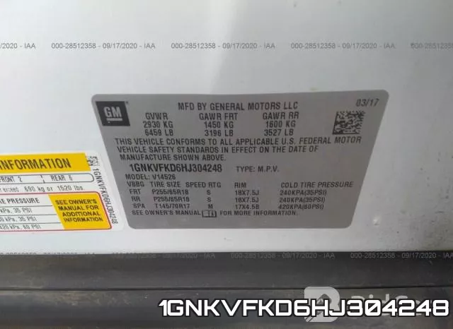 1GNKVFKD6HJ304248 фото 8