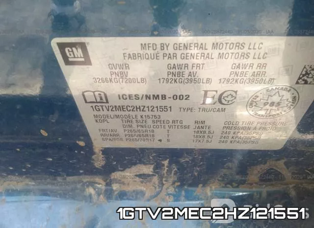 1GTV2MEC2HZ121551 фото 9