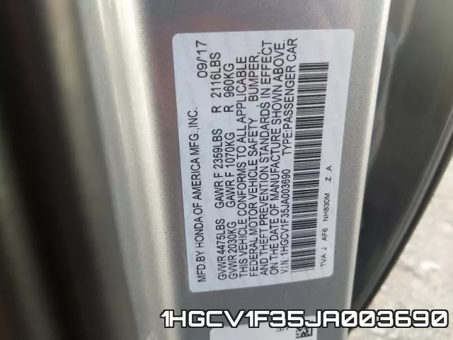 1HGCV1F35JA003690 фото 2