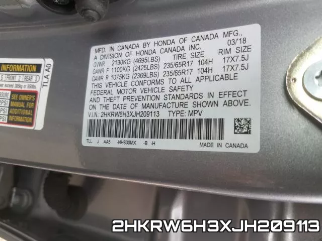 2HKRW6H3XJH209113 фото 2