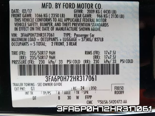 3FA6P0H72HR317061 фото 2