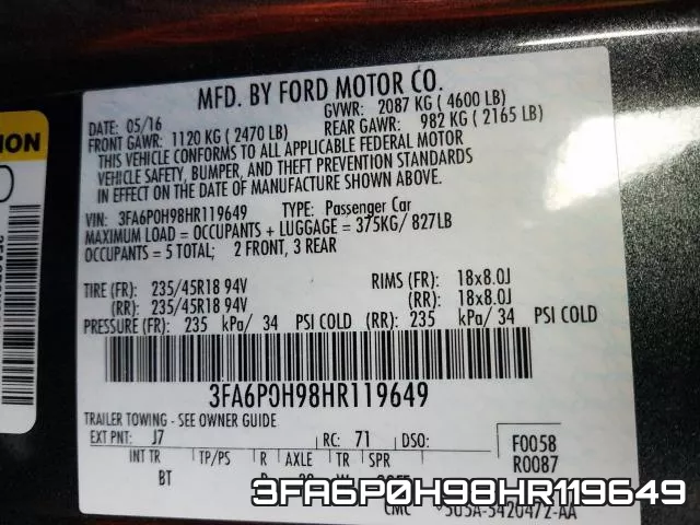 3FA6P0H98HR119649 фото 2