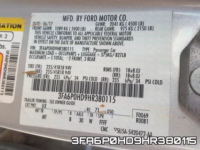 3FA6P0HD9HR380115 фото 2