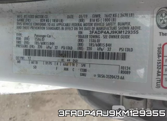 3FADP4AJ9KM129355 фото 10