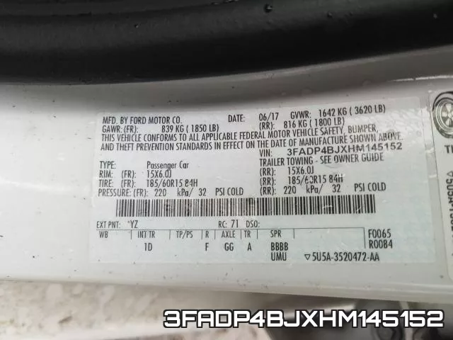 3FADP4BJXHM145152 фото 2