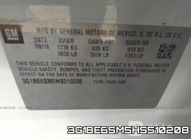 3G1BE6SM5HS510208 фото 10