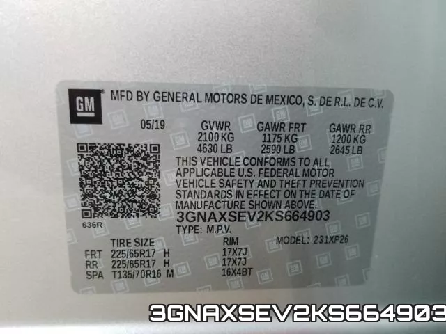 3GNAXSEV2KS664903 фото 2