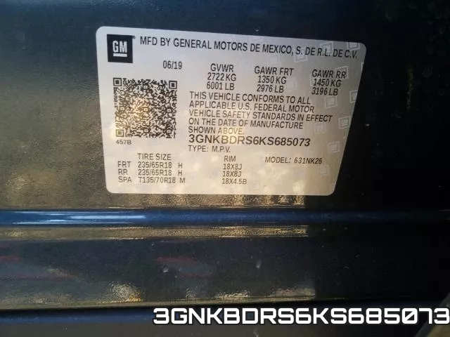 3GNKBDRS6KS685073 фото 2